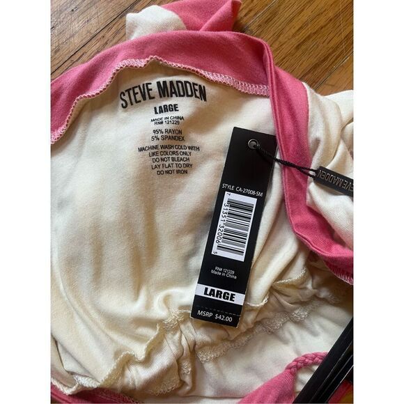 Steve Madden Lace Rope Straps Dead Stock Vintage Tank Top Size Large Pink & Crea - Picture 7 of 8